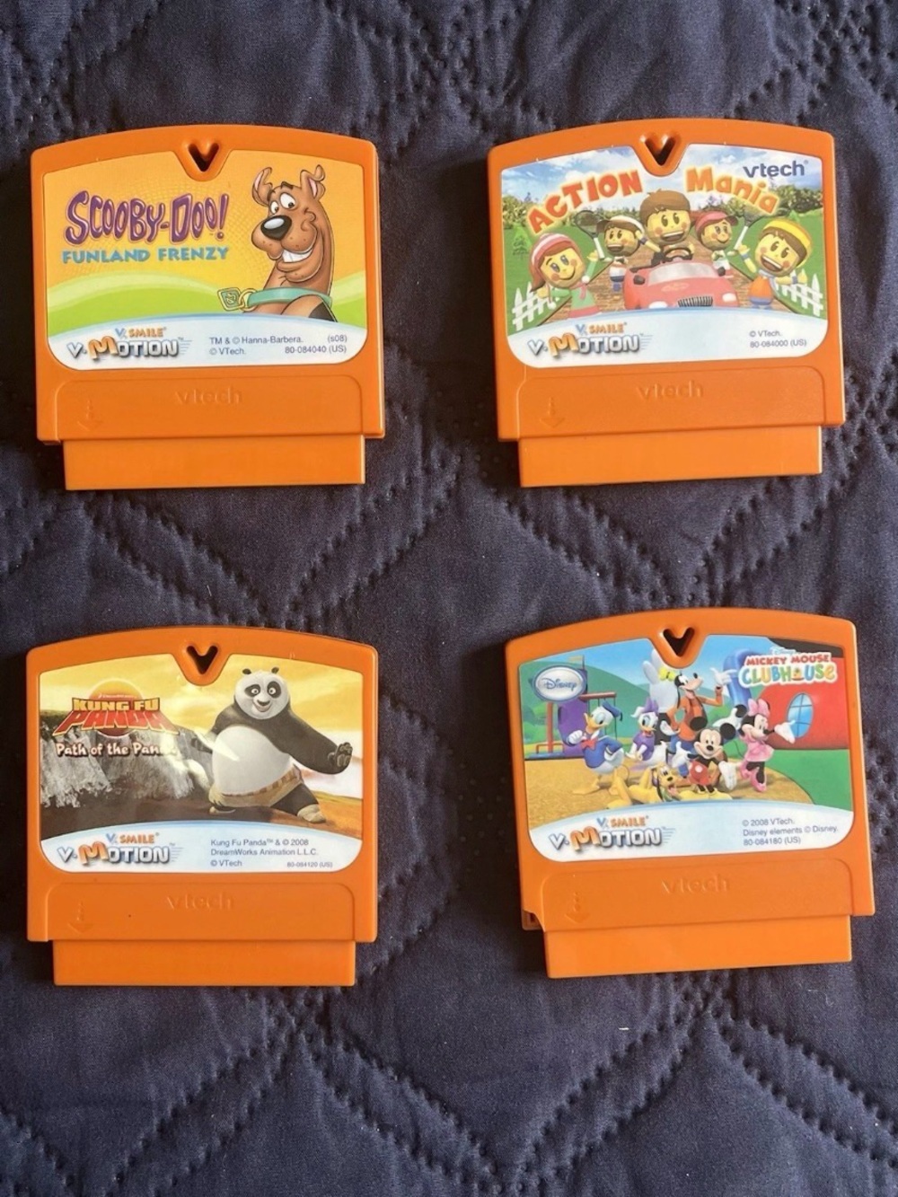 Lot Of 4 Vtech V.Smile V.Motion Games Scooby -  Mickey - Panda -  Action Mania